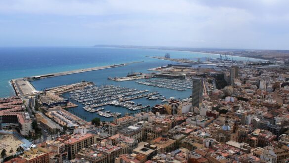 a panoramic shot of alicante marina taken from a hillside