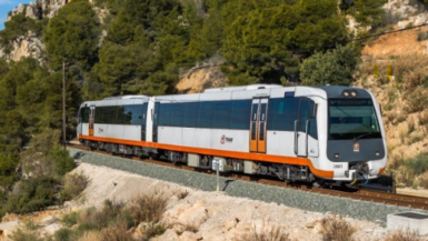 the alacant tram travelling through the mountain route