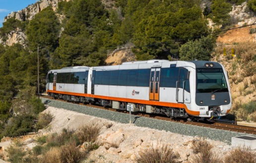 the alacant tram travelling through the mountain route