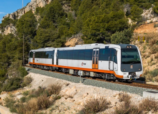 the alacant tram travelling through the mountain route